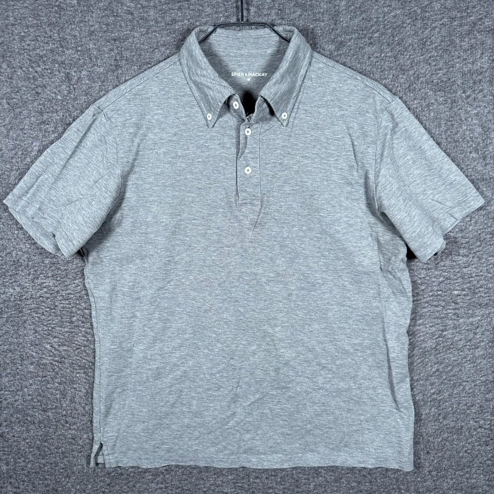 Spier & Mackay Polo Shirt Mens Medium Gray Short Sleeve Pique Rugby Golf